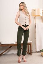 0705-2 Pantalon Mujer Pana Malva