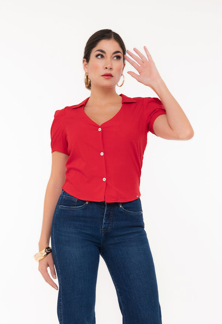 2307-1 Blusa Mujer Chaliz Viscosa manga corta