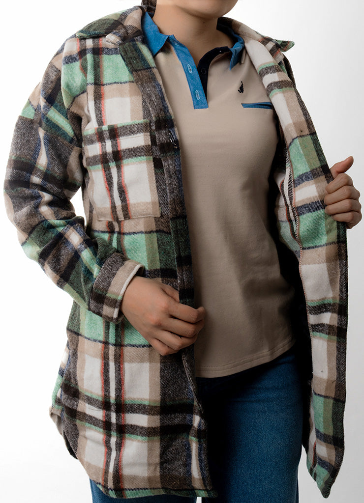 3559 Chaqueton Oversize mujer - cuadros -- 100% poliester