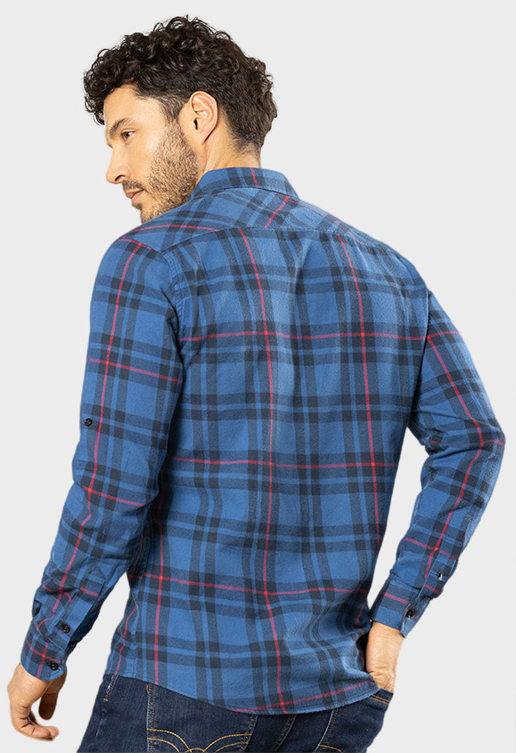 7665- Camisa Hombre Napoly Slim Azul