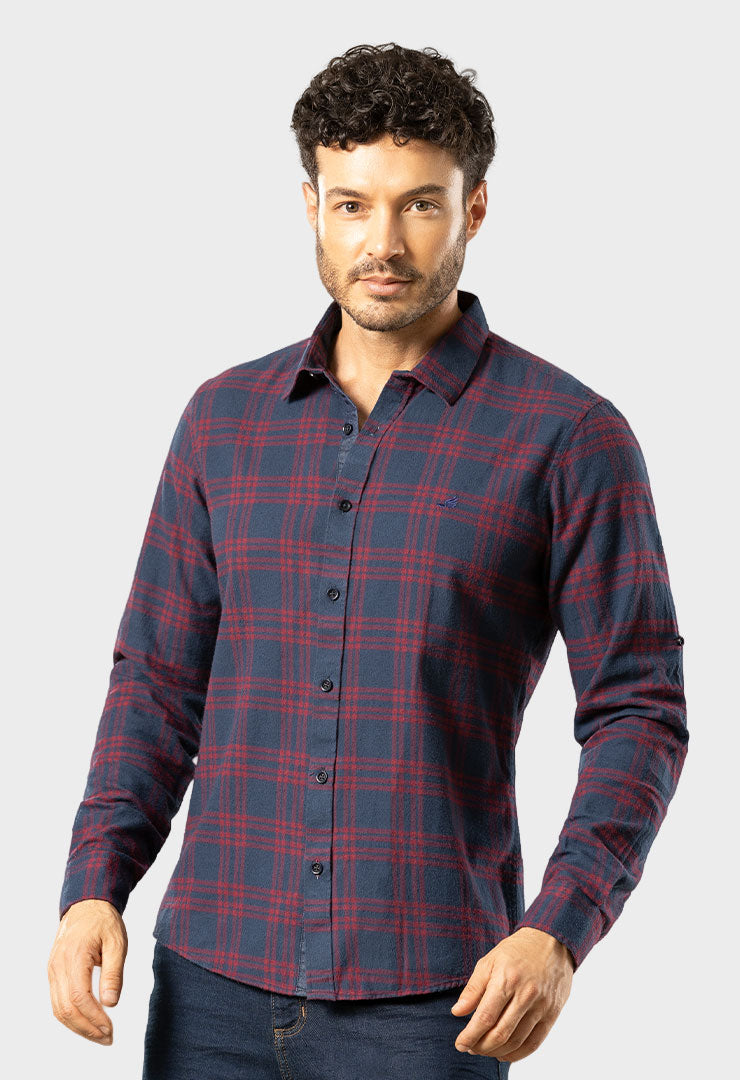7665- Camisa Hombre Napoly Slim Azul