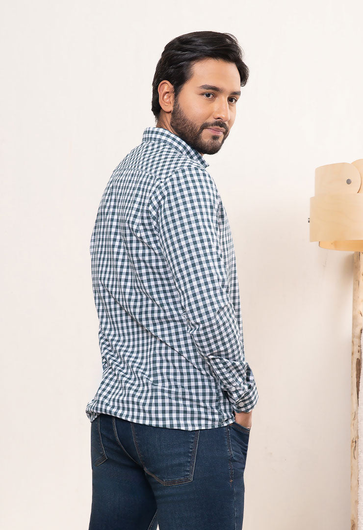 7708- Camisa Hombre a Cuadros manga larga