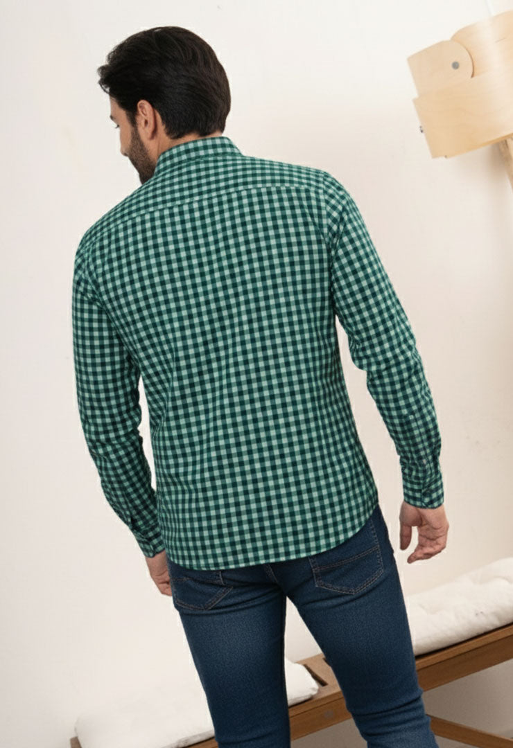 7708- Camisa Hombre a Cuadros manga larga