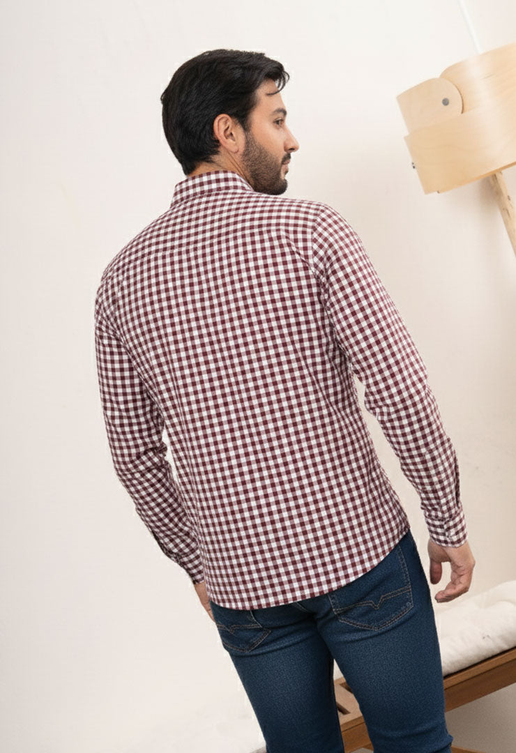 7708- Camisa Hombre a Cuadros manga larga