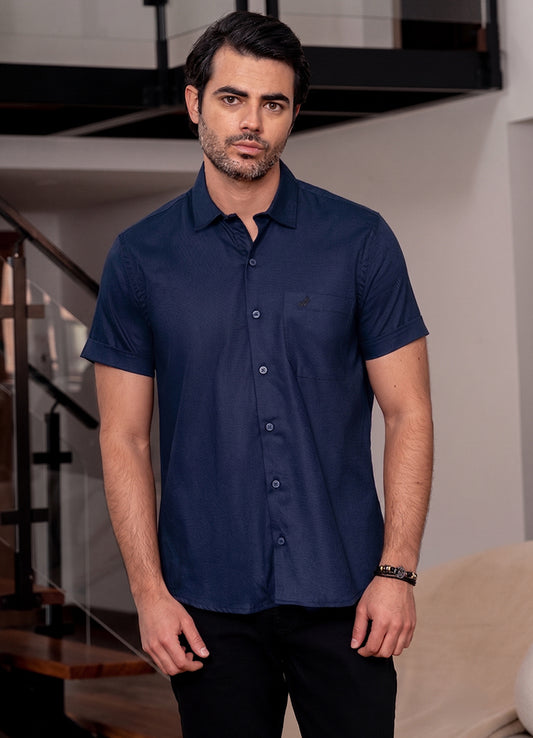 7722 camisa hombre manga corta unicolor