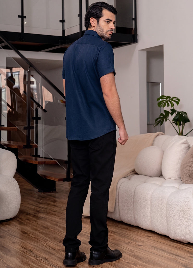 7722 camisa hombre manga corta unicolor