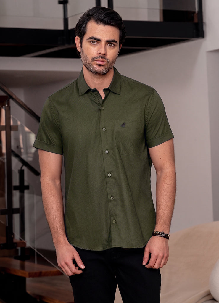 7722 camisa hombre manga corta unicolor