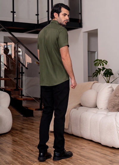7722 camisa hombre manga corta unicolor