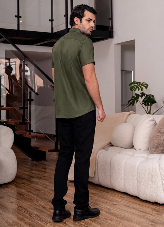7722 camisa hombre manga corta unicolor