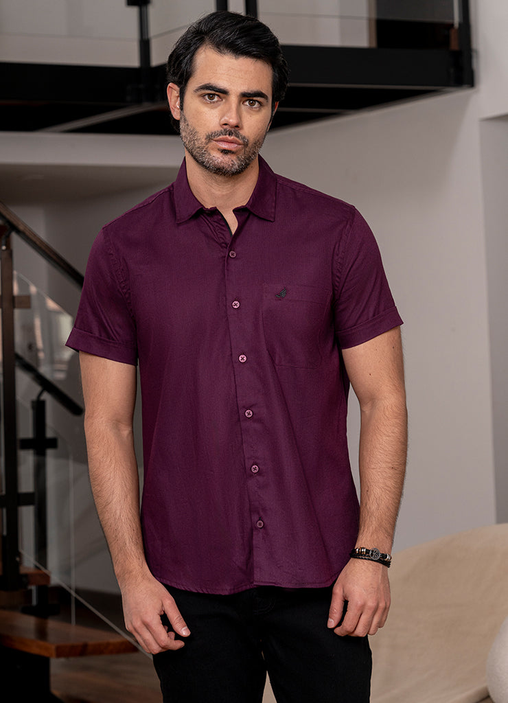 7722 camisa hombre manga corta unicolor