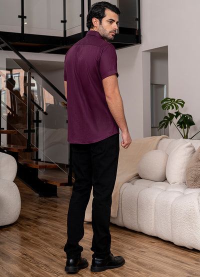 7722 camisa hombre manga corta unicolor
