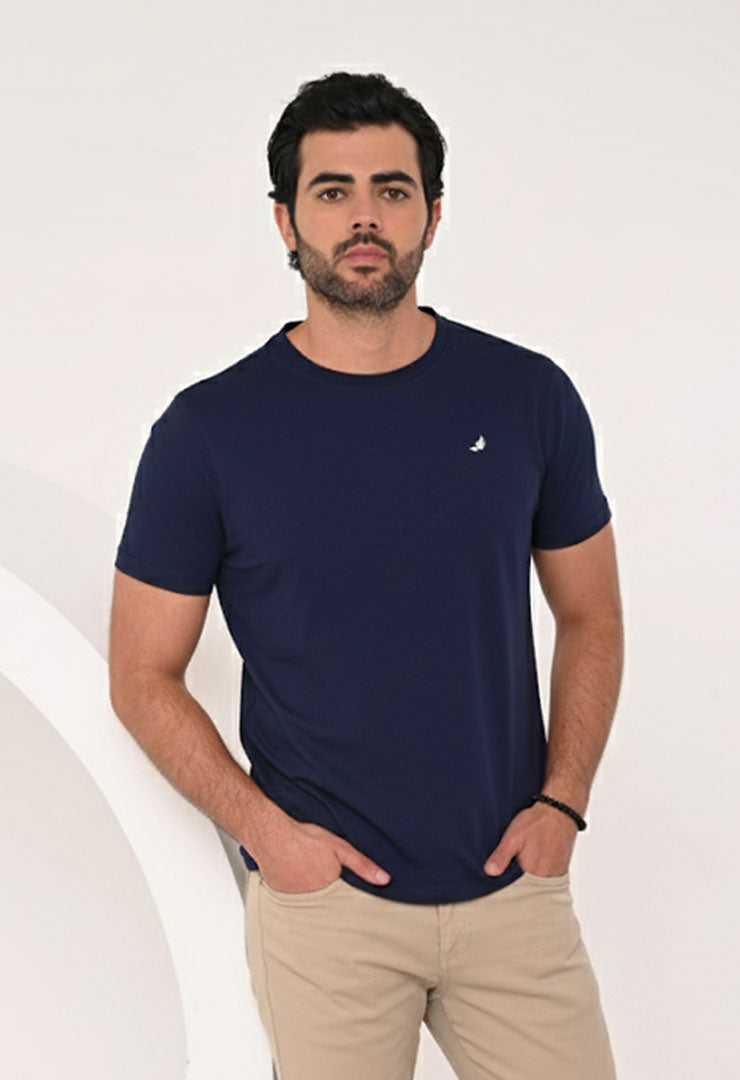 9513 - Camiseta Basica Hombre Licra Cold Azul