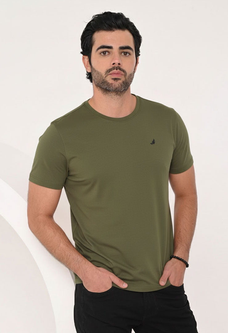 9513 - Camiseta Basica Hombre Licra Cold Verde