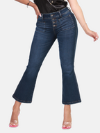 Jean bota campana azul medio con bolsillos