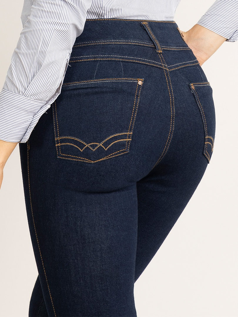 Jean Skinny Tm Mujer Con Bolsillos Sin Faja Azul Oscuro