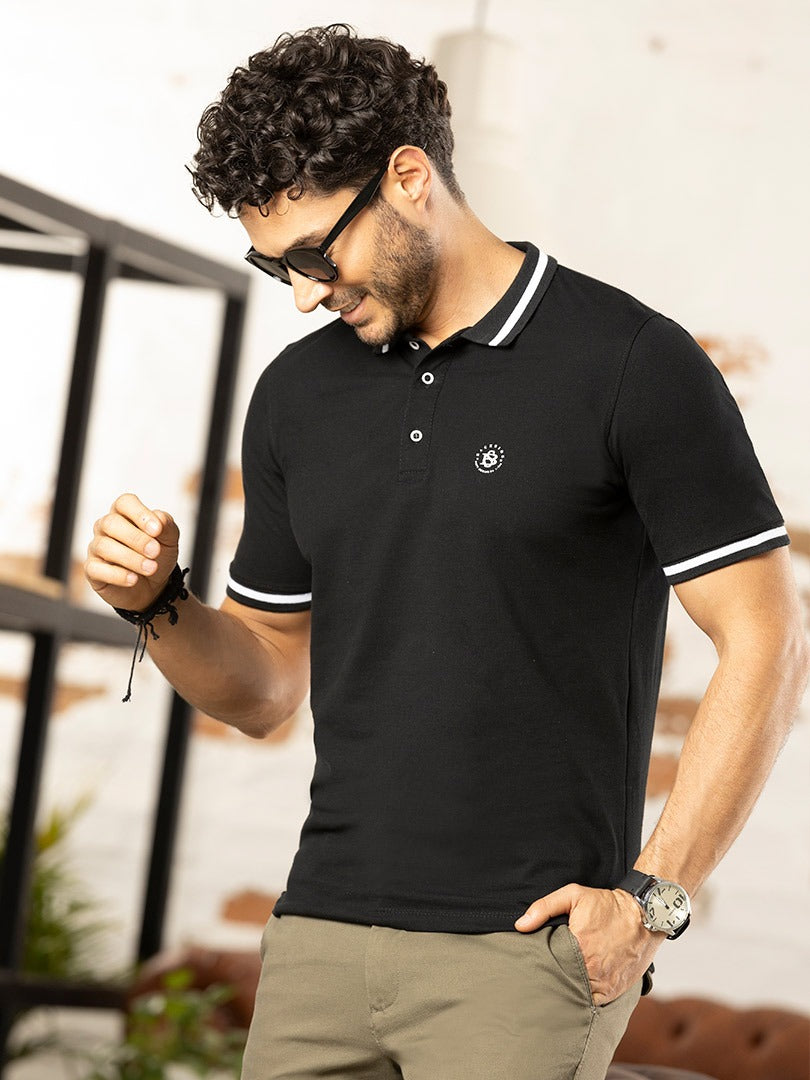 Camiseta Polo Hombre Pique4 Negro