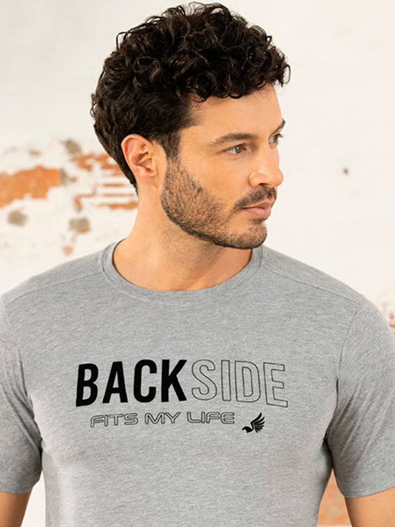 Camiseta Estampada Hombre gris