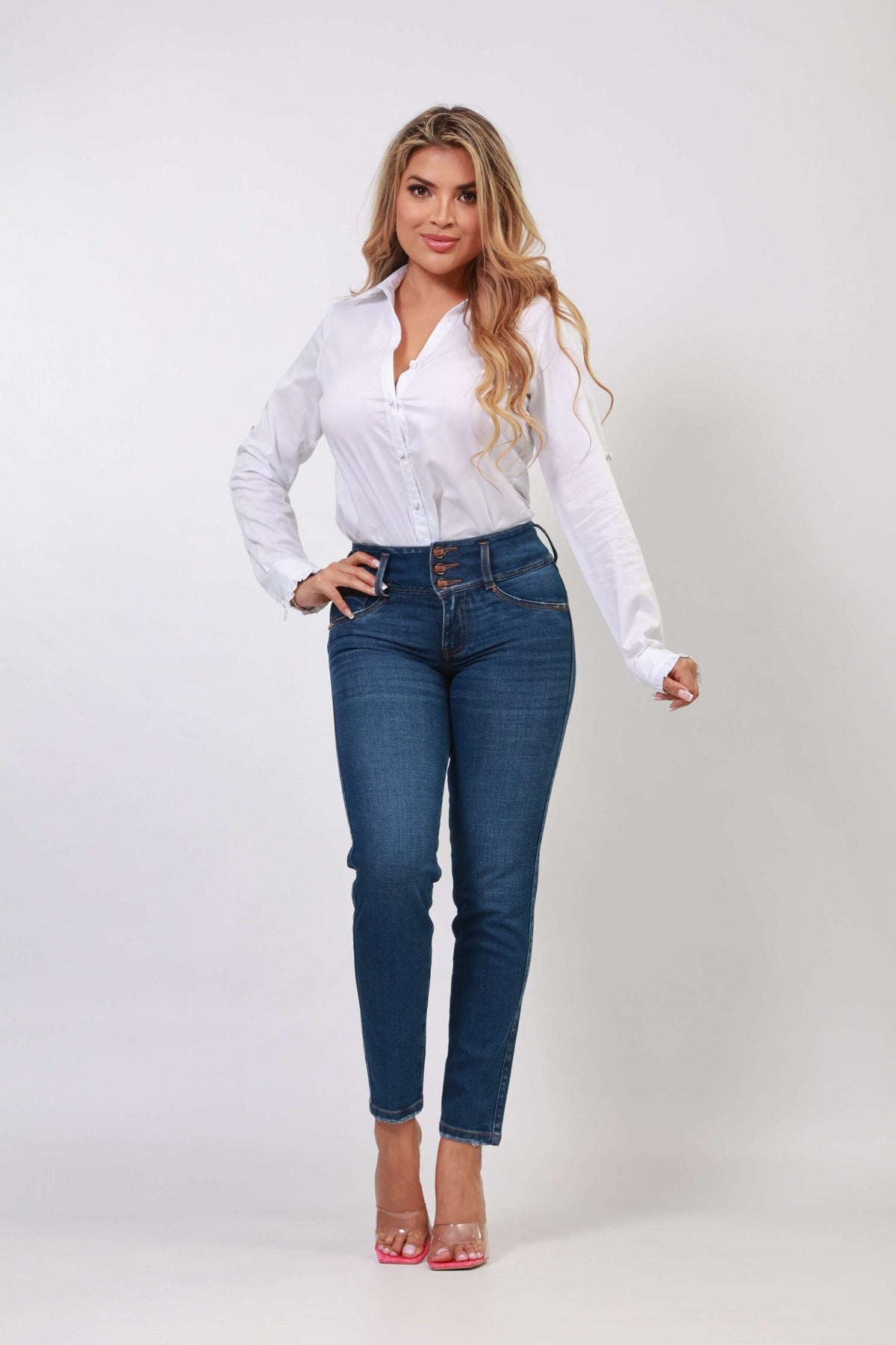 Jean licrado con bolsillos Skinny