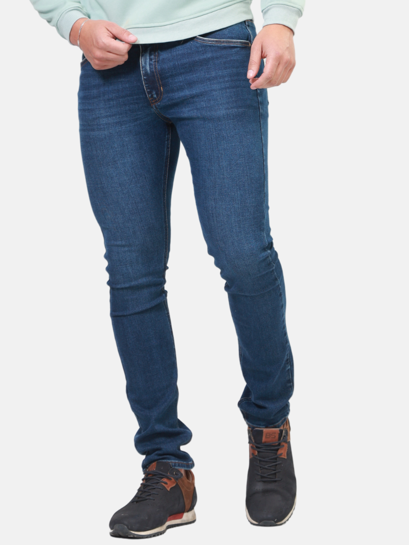 Jean slim para hombre ajustado azul medio