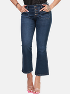 Jean bota campana azul medio con bolsillos