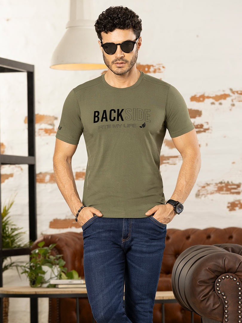 Camiseta Estampada Hombre Durazno Taupe