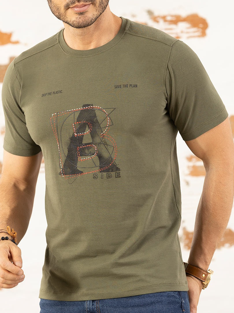 Camiseta Estampada Hombre Genta3 Verde